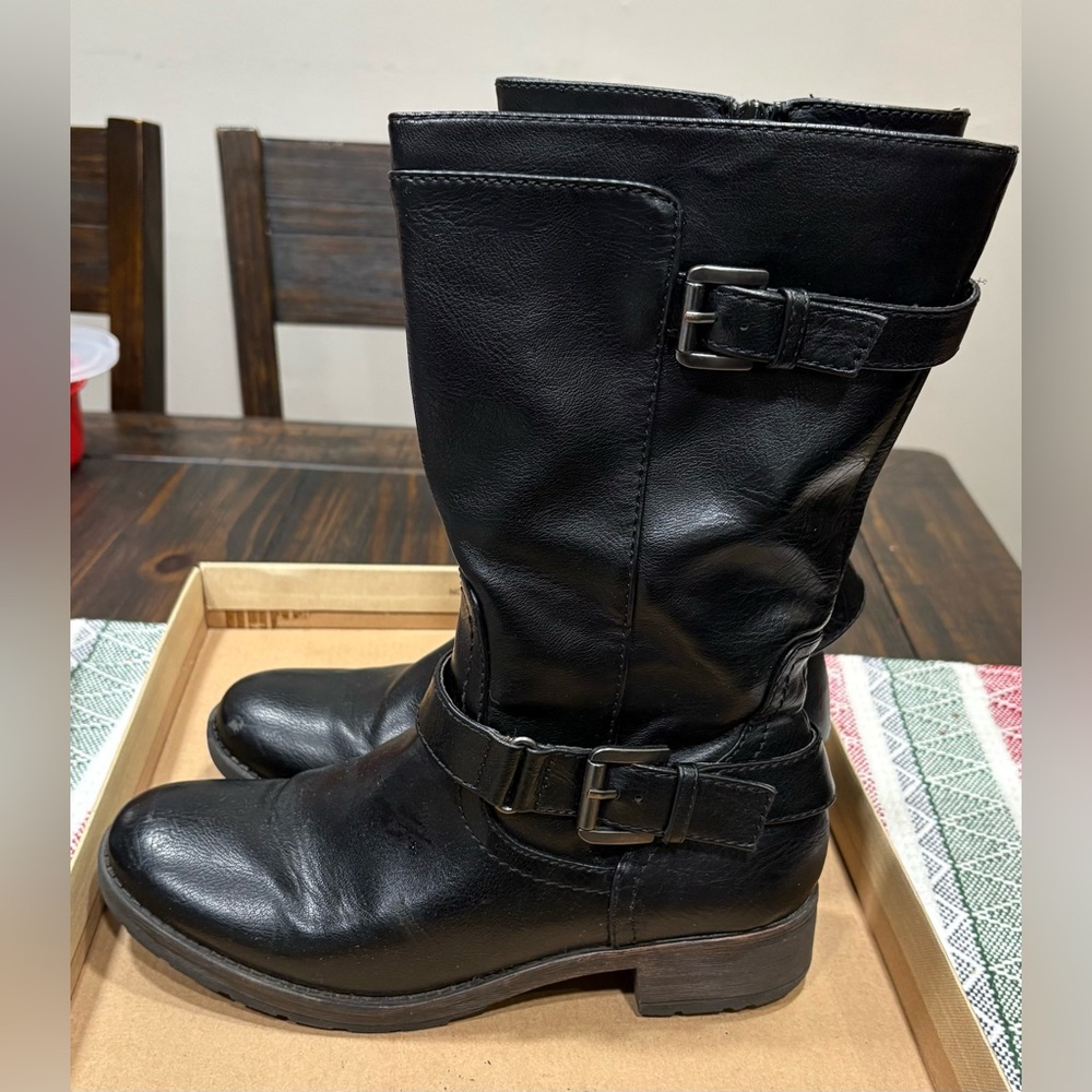 Sonoma Black Moto Boots with Buckle Detail